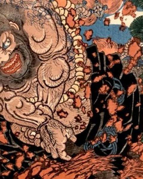 Illustration japonaise du moine Kaosho Rochishin 👹 Nuevo Mundo studio de tatouage japonais à Strasbourg